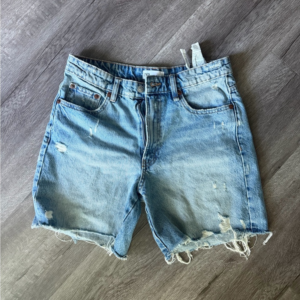 Light Blue Distressed Denim Shorts